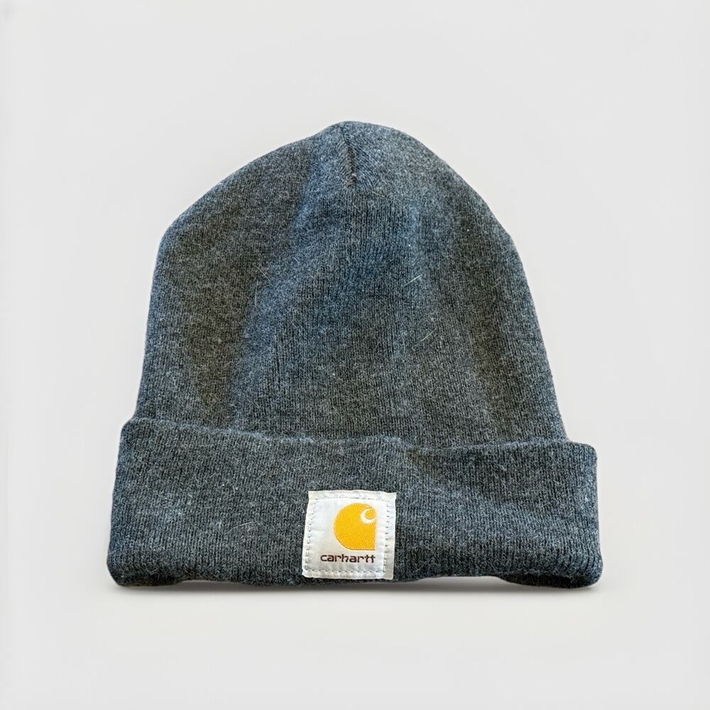 Carhartt Unisex Gray Beanie One Size Knit A18 Made In USA Workwear Cuffed